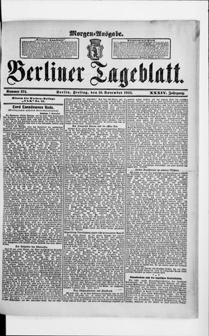 Berliner Tageblatt und Handels-Zeitung vom 10.11.1905