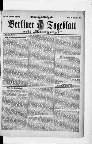 Berliner Tageblatt und Handels-Zeitung vom 13.11.1905