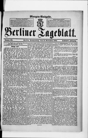 Berliner Tageblatt und Handels-Zeitung on Nov 16, 1905