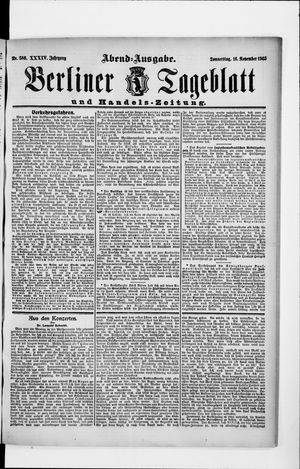 Berliner Tageblatt und Handels-Zeitung on Nov 16, 1905