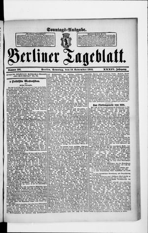 Berliner Tageblatt und Handels-Zeitung on Nov 19, 1905