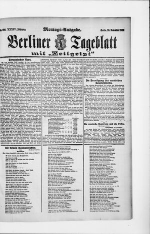 Berliner Tageblatt und Handels-Zeitung vom 20.11.1905