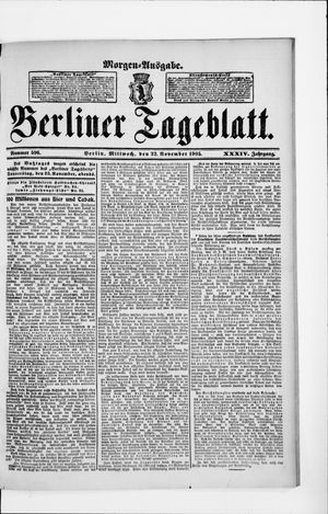 Berliner Tageblatt und Handels-Zeitung on Nov 22, 1905