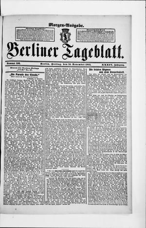 Berliner Tageblatt und Handels-Zeitung on Nov 24, 1905
