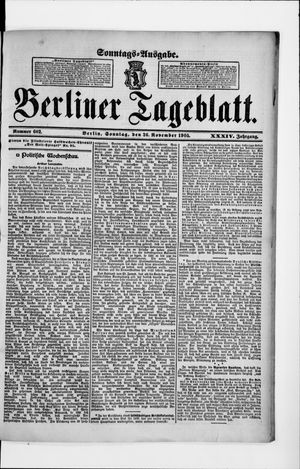 Berliner Tageblatt und Handels-Zeitung on Nov 26, 1905