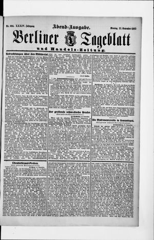 Berliner Tageblatt und Handels-Zeitung vom 27.11.1905