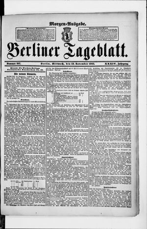 Berliner Tageblatt und Handels-Zeitung on Nov 29, 1905