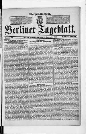 Berliner Tageblatt und Handels-Zeitung on Nov 30, 1905