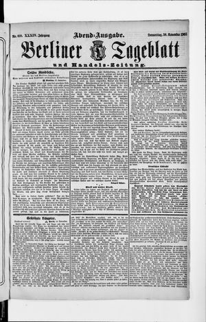 Berliner Tageblatt und Handels-Zeitung on Nov 30, 1905