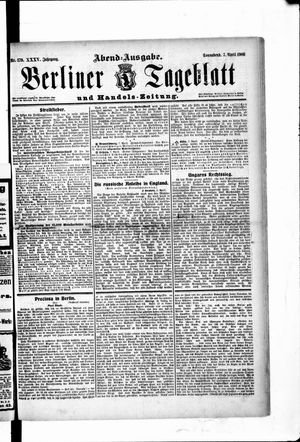 Berliner Tageblatt und Handels-Zeitung vom 07.04.1906