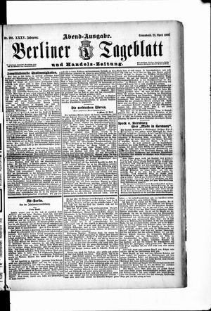 Berliner Tageblatt und Handels-Zeitung vom 21.04.1906