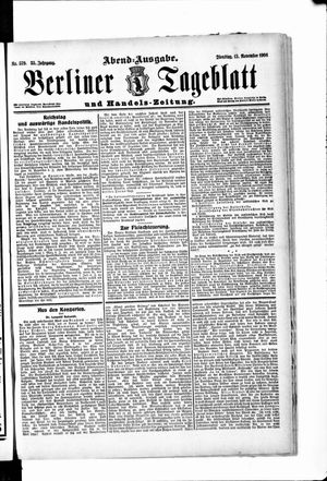 Berliner Tageblatt und Handels-Zeitung vom 13.11.1906
