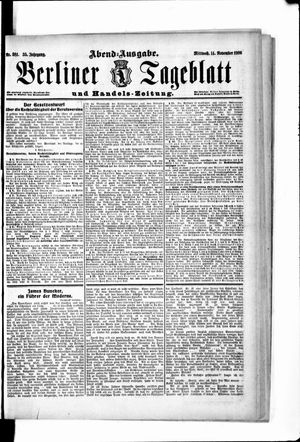 Berliner Tageblatt und Handels-Zeitung on Nov 14, 1906