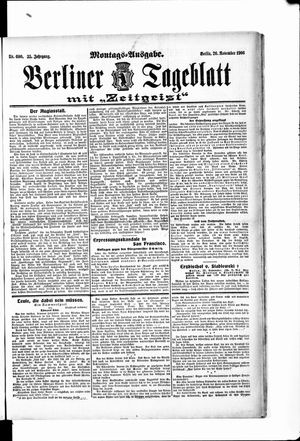 Berliner Tageblatt und Handels-Zeitung vom 26.11.1906