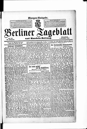 Berliner Tageblatt und Handels-Zeitung on Dec 1, 1906