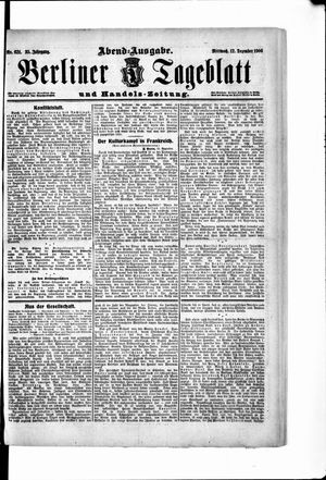 Berliner Tageblatt und Handels-Zeitung vom 12.12.1906
