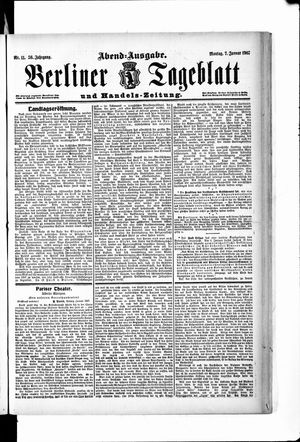 Berliner Tageblatt und Handels-Zeitung vom 07.01.1907