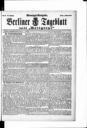 Berliner Tageblatt und Handels-Zeitung on Feb 4, 1907