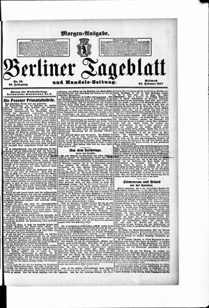 Berliner Tageblatt und Handels-Zeitung vom 20.02.1907