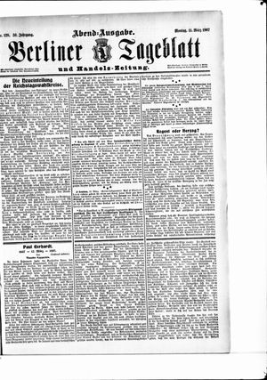 Berliner Tageblatt und Handels-Zeitung vom 11.03.1907