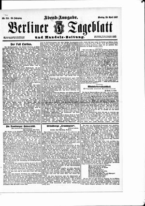 Berliner Tageblatt und Handels-Zeitung vom 29.04.1907