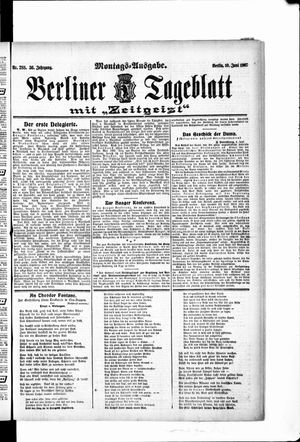 Berliner Tageblatt und Handels-Zeitung vom 10.06.1907