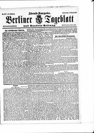 Berliner Tageblatt und Handels-Zeitung vom 01.08.1907