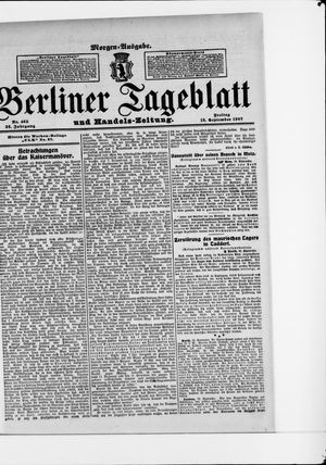 Berliner Tageblatt und Handels-Zeitung vom 13.09.1907