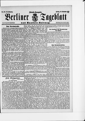 Berliner Tageblatt und Handels-Zeitung vom 20.09.1907