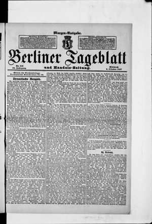 Berliner Tageblatt und Handels-Zeitung vom 09.10.1907