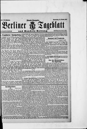 Berliner Tageblatt und Handels-Zeitung vom 24.10.1907