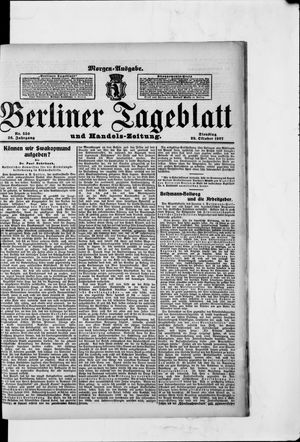 Berliner Tageblatt und Handels-Zeitung vom 29.10.1907