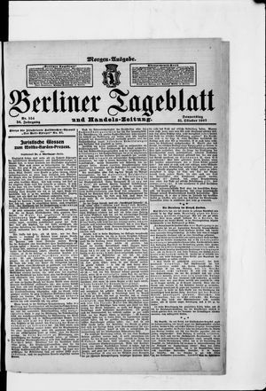 Berliner Tageblatt und Handels-Zeitung vom 31.10.1907