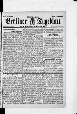 Berliner Tageblatt und Handels-Zeitung vom 05.11.1907