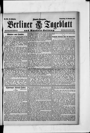 Berliner Tageblatt und Handels-Zeitung on Nov 14, 1907