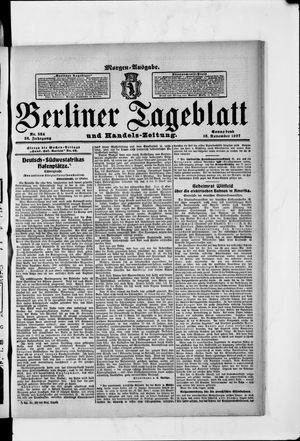 Berliner Tageblatt und Handels-Zeitung on Nov 16, 1907