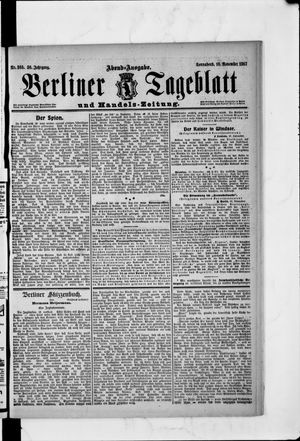Berliner Tageblatt und Handels-Zeitung on Nov 16, 1907
