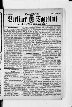 Berliner Tageblatt und Handels-Zeitung vom 02.12.1907