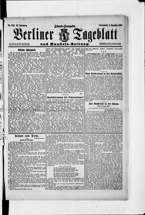 Berliner Tageblatt und Handels-Zeitung on Dec 7, 1907