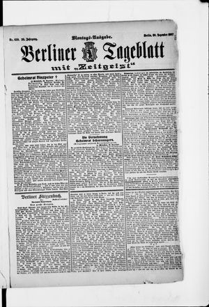 Berliner Tageblatt und Handels-Zeitung vom 30.12.1907