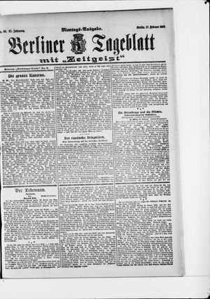 Berliner Tageblatt und Handels-Zeitung on Feb 17, 1908