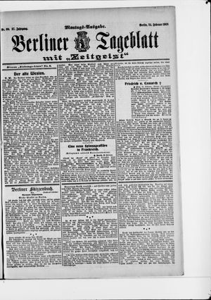 Berliner Tageblatt und Handels-Zeitung vom 24.02.1908