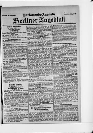 Berliner Tageblatt und Handels-Zeitung on Mar 14, 1908