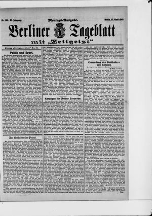 Berliner Tageblatt und Handels-Zeitung vom 13.04.1908