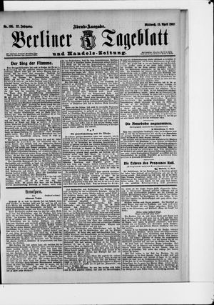 Berliner Tageblatt und Handels-Zeitung vom 15.04.1908