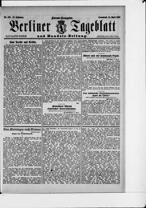 Berliner Tageblatt und Handels-Zeitung vom 18.04.1908