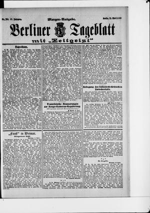 Berliner Tageblatt und Handels-Zeitung vom 21.04.1908