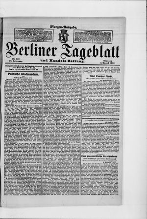 Berliner Tageblatt und Handels-Zeitung on Aug 2, 1908
