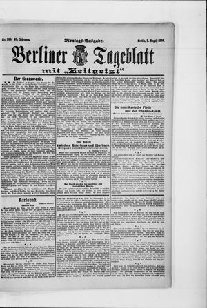 Berliner Tageblatt und Handels-Zeitung vom 03.08.1908