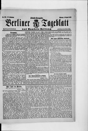 Berliner Tageblatt und Handels-Zeitung vom 03.08.1908